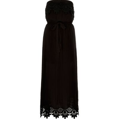 Black lace bandeau maxi dress